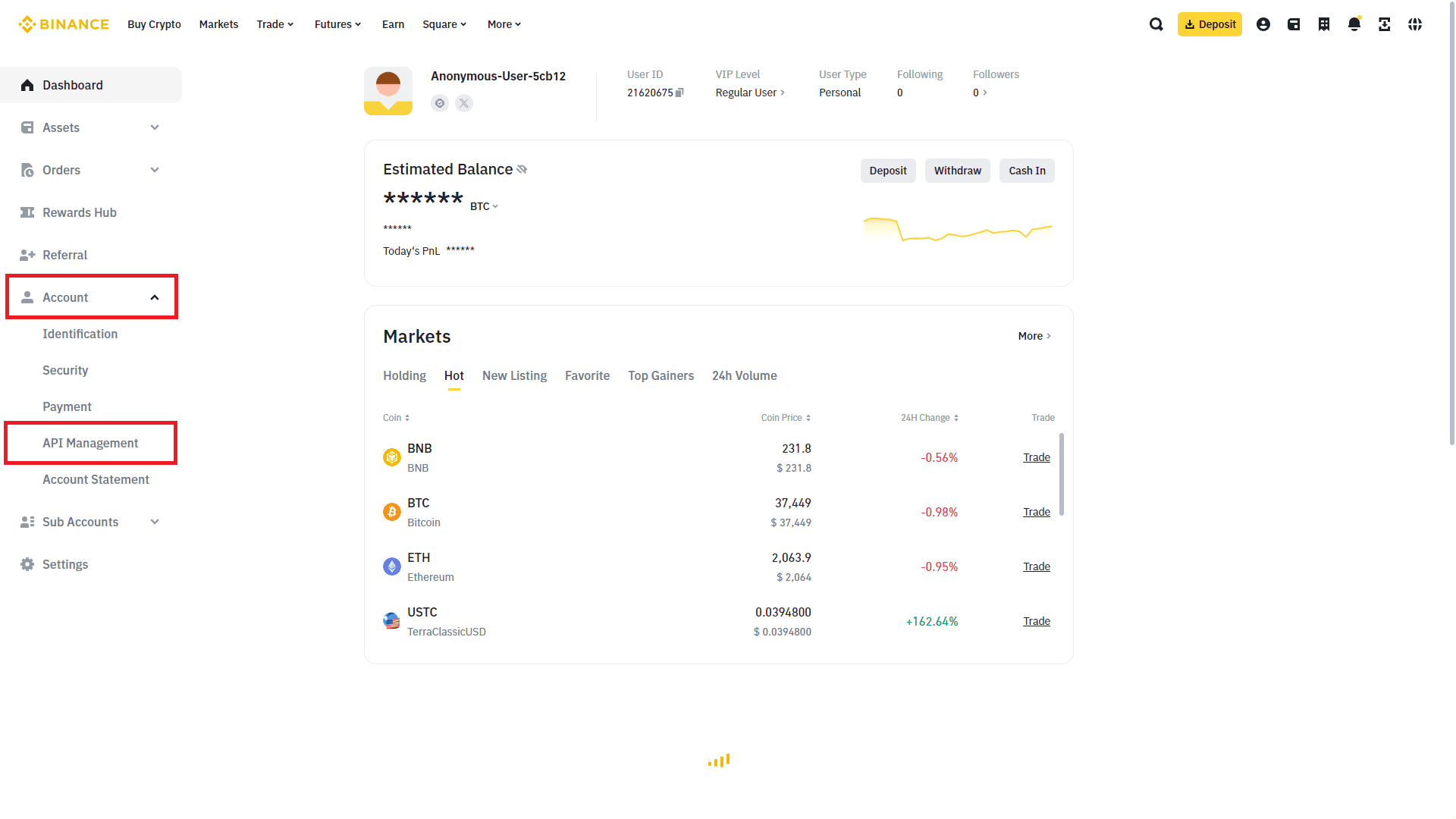 account setting api management