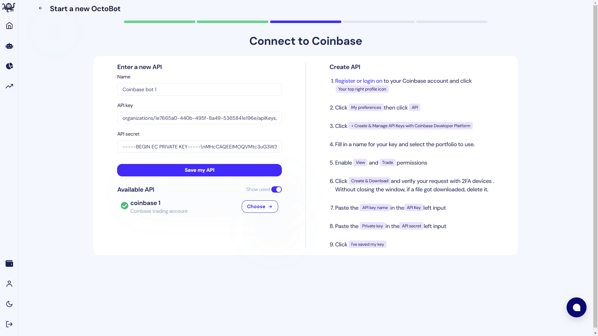 add API Key to octobot cloud from strategy start