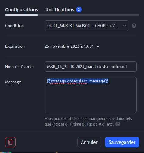 adding a TradingView strategy alert