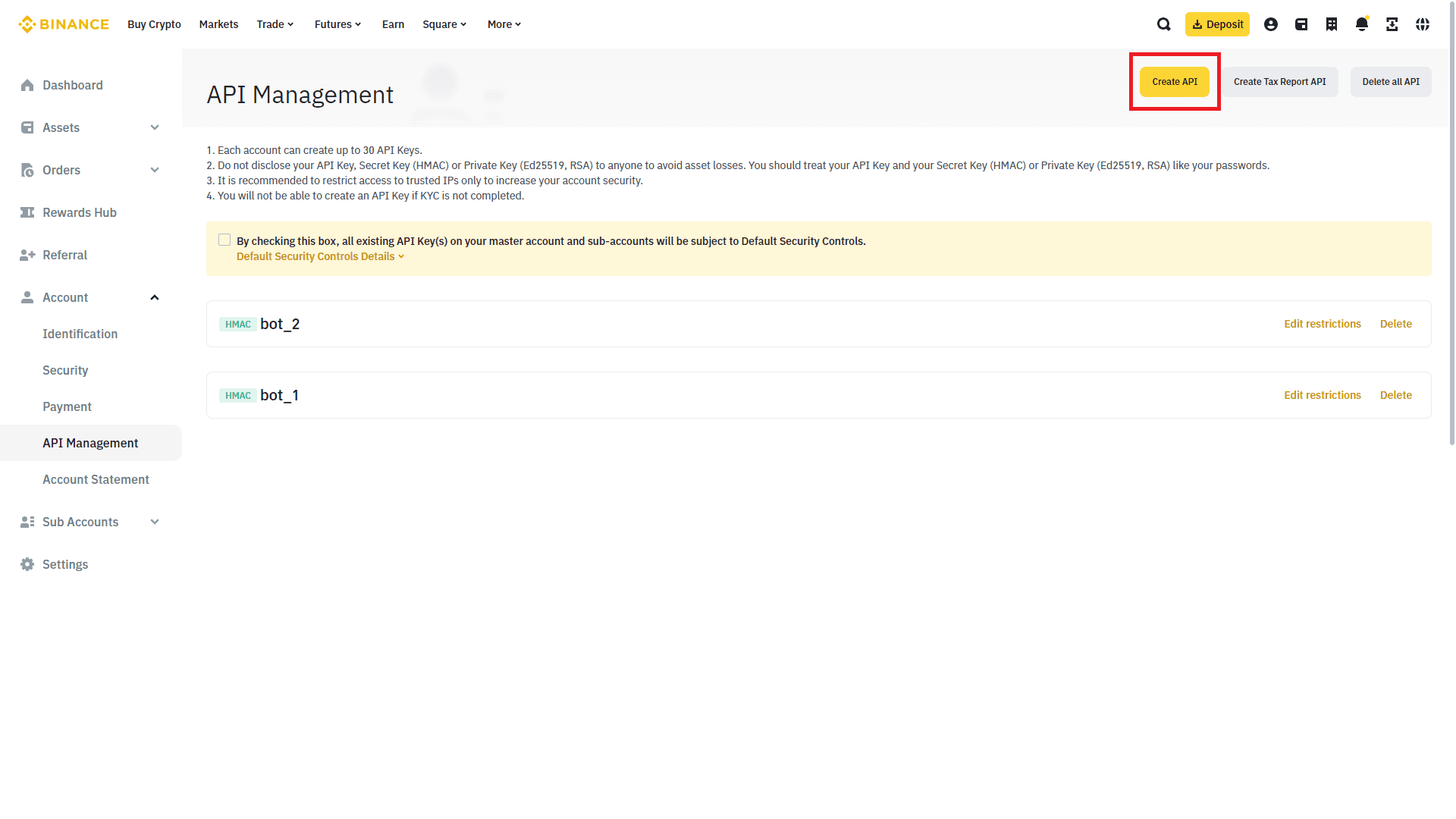 apis list create new api