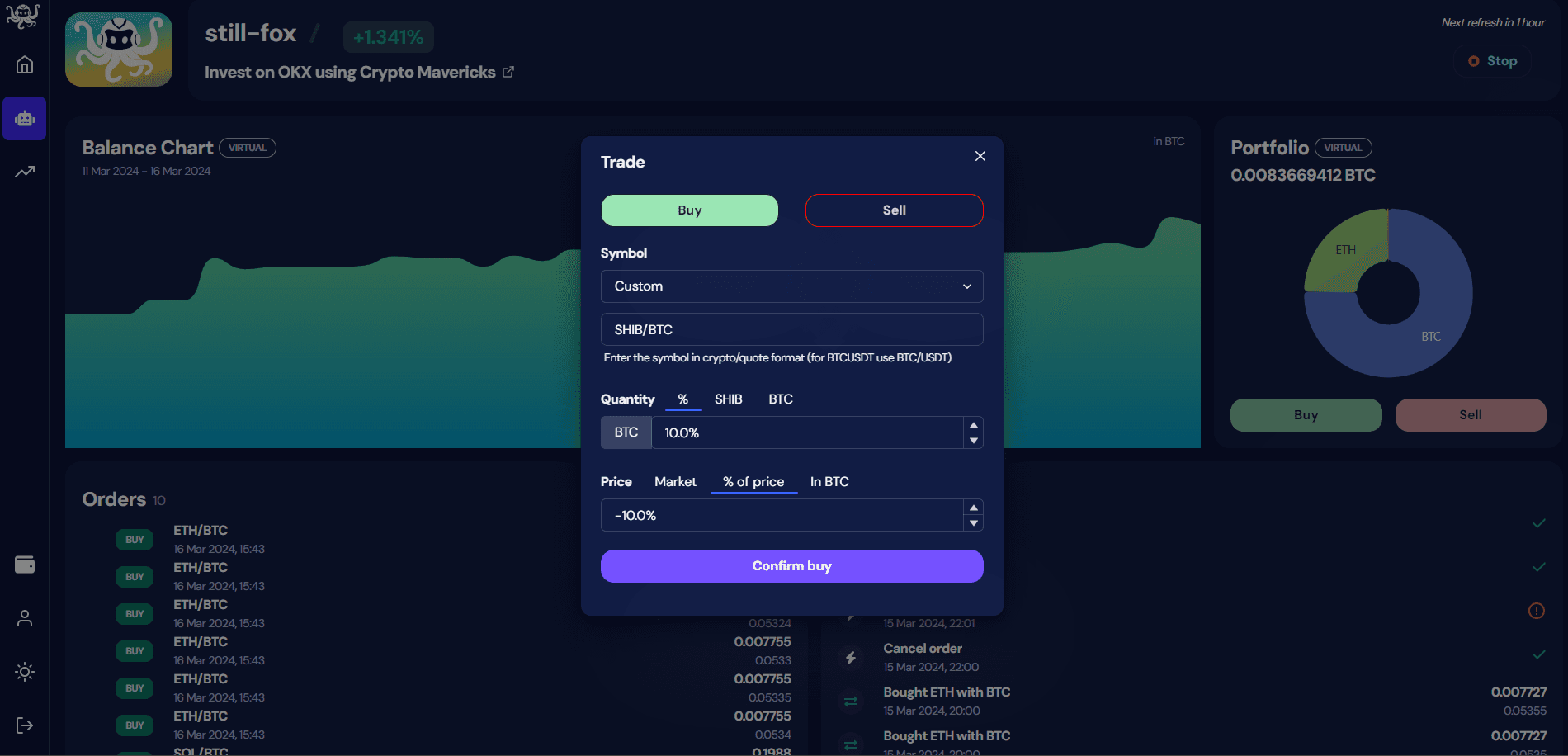 buy and sell crypto directly from your OctoBot