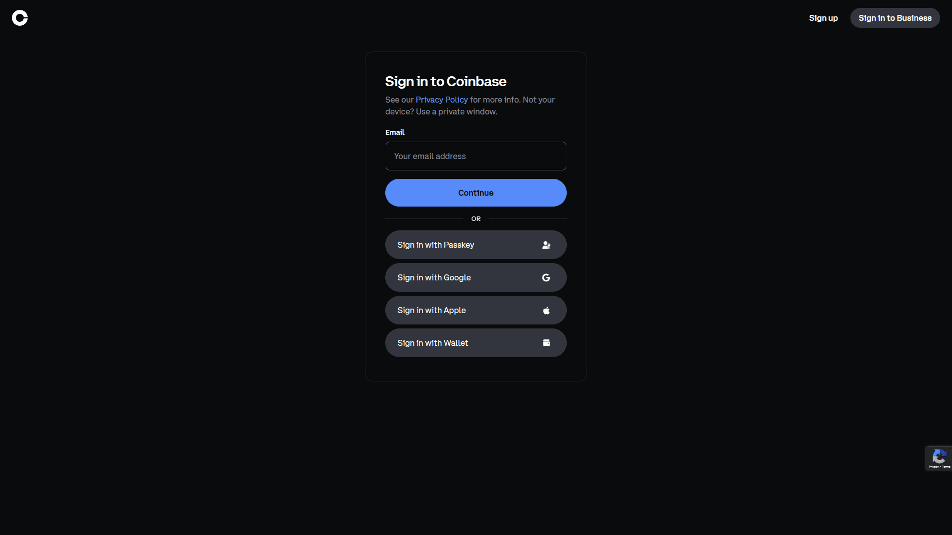 coinbase account login