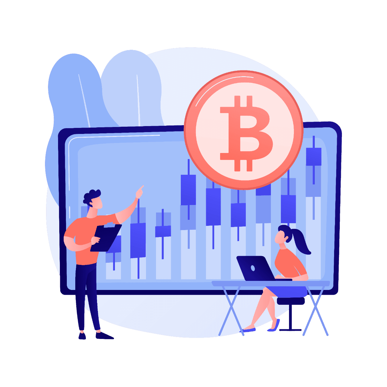 illustration du concept abstrait du bureau de trading de cryptomonnaies