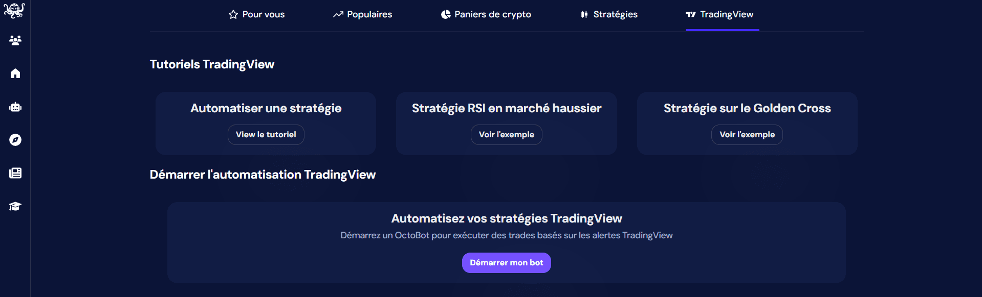 demarrer un nouvel octobot tradingview depuis explorer