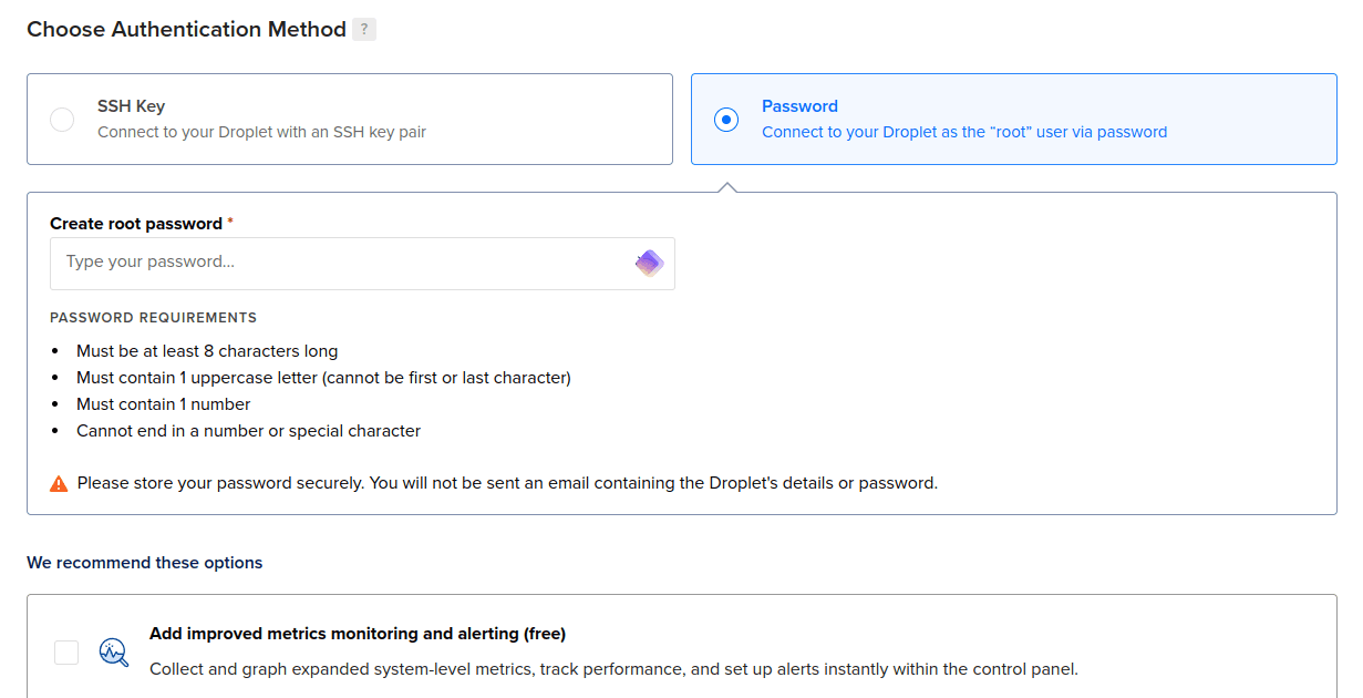 DigitalOcean Droplet choose pricing