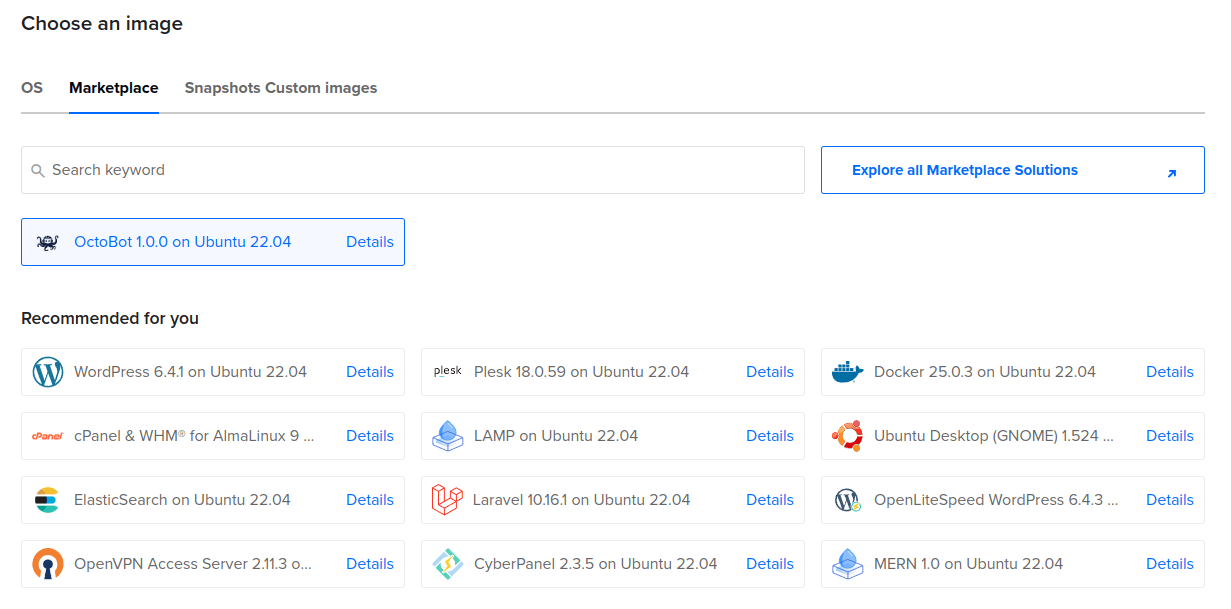 DigitalOcean Droplet choose region