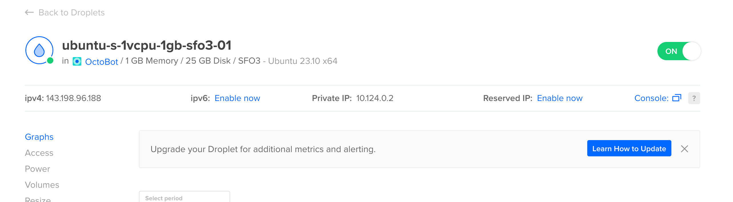 Adresse IP du Droplet DigitalOcean