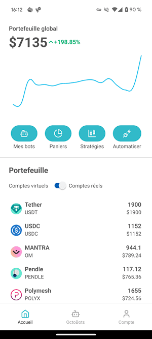 nouveau dashboard de l'application mobile