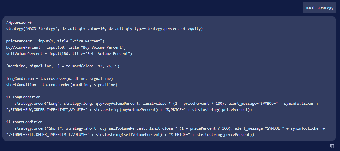 octobot ai strategy generator macd strategy pinescript code