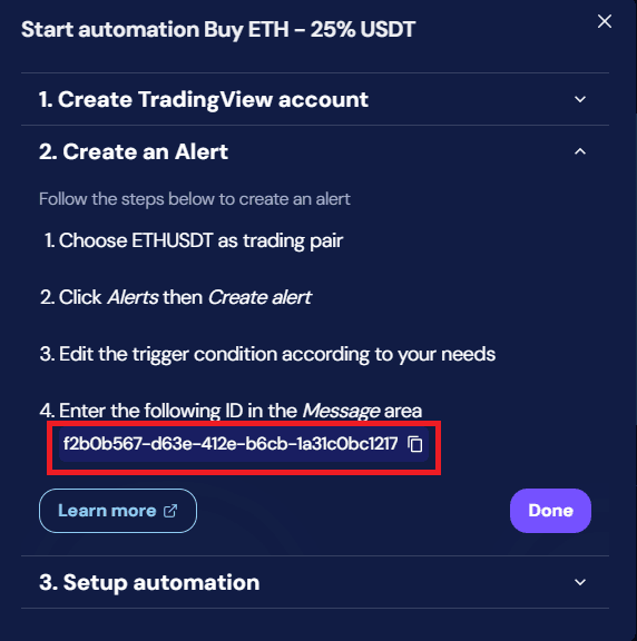 octobot automation buy eth 25 percent usdt automation id