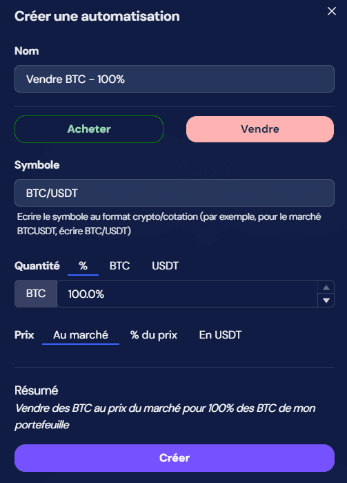 octobot automation creer vendre btc