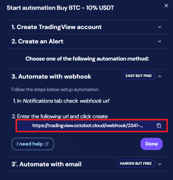 octobot automation webhook url