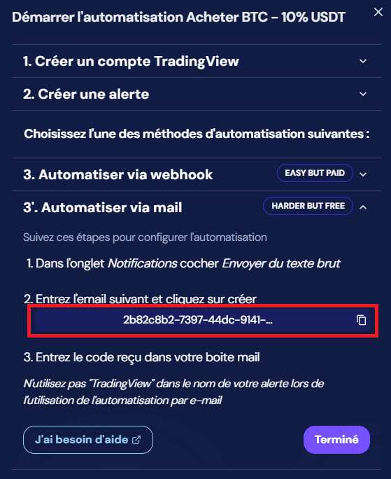 octobot automatisation email adresse