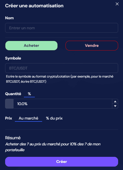 octobot automatisations interface vide
