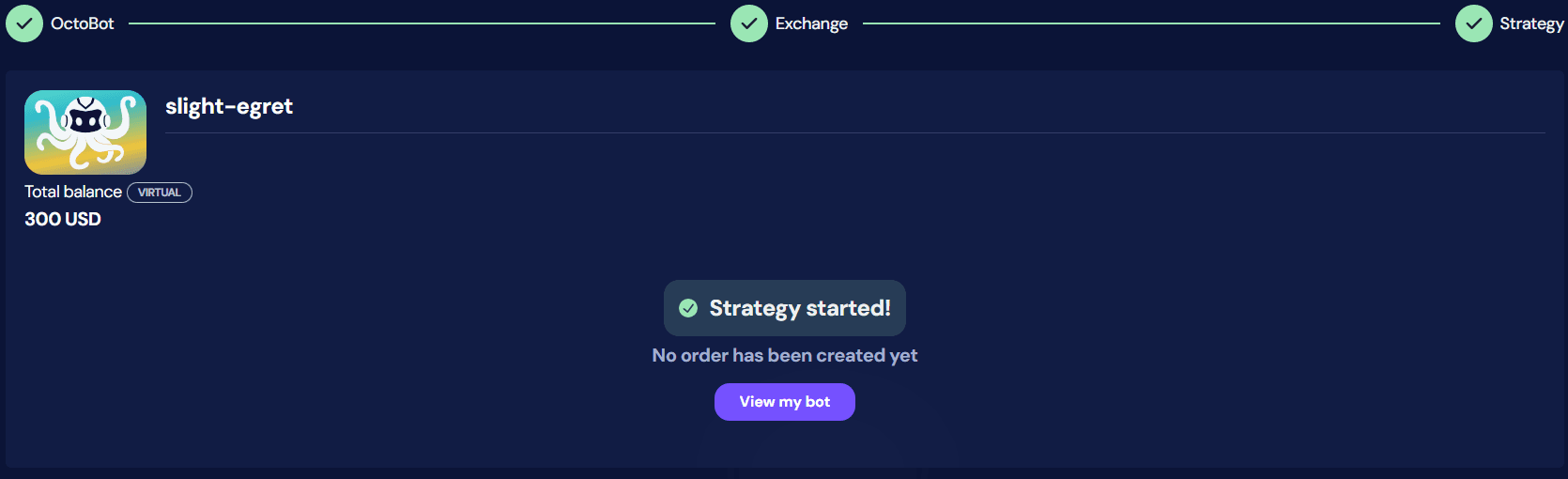 octobot create tradingview bot start bot