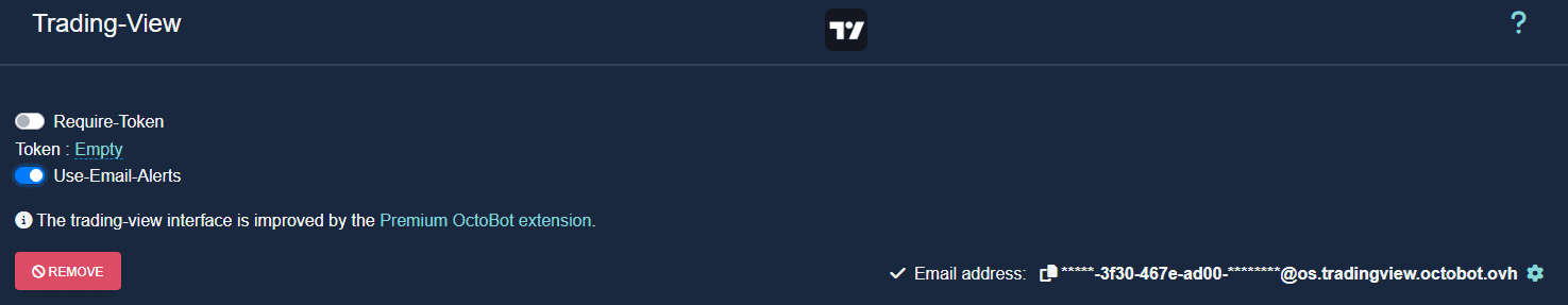 octobot open source configured tradingview alert email address