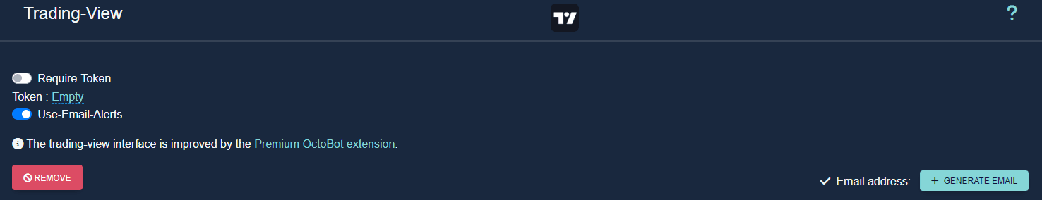 octobot open source bouton de configuration de l'adresse email d'alertes tradingview