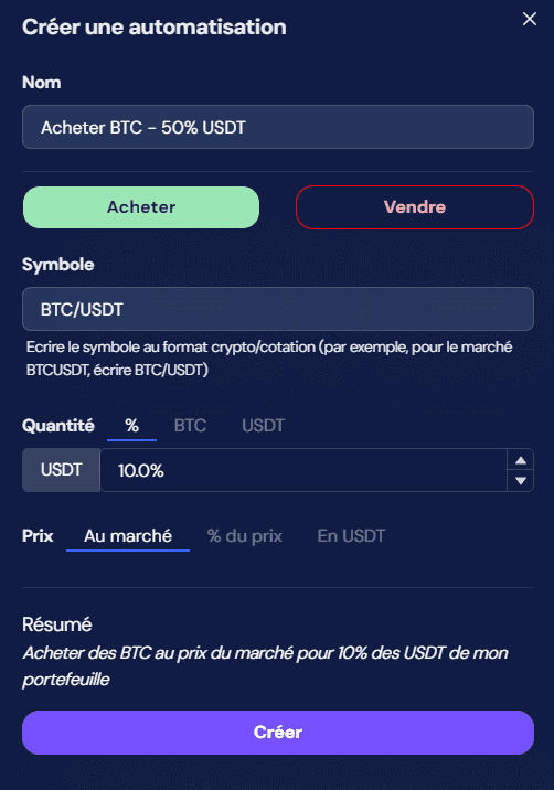 octobot simple automatisation creer acheter btc