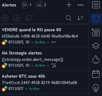 plusieurs btcusdt alertes tradingview