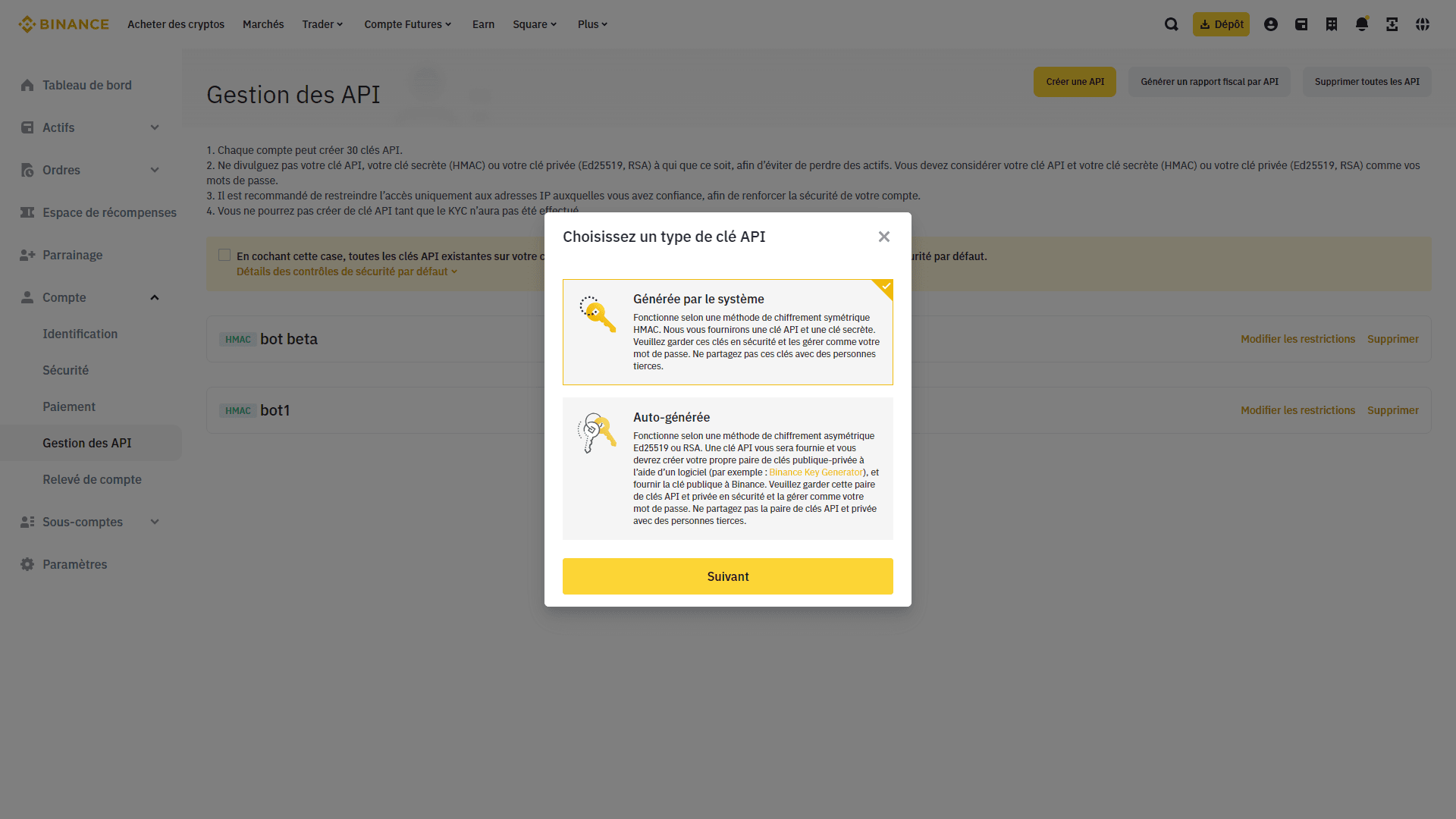 selection api type