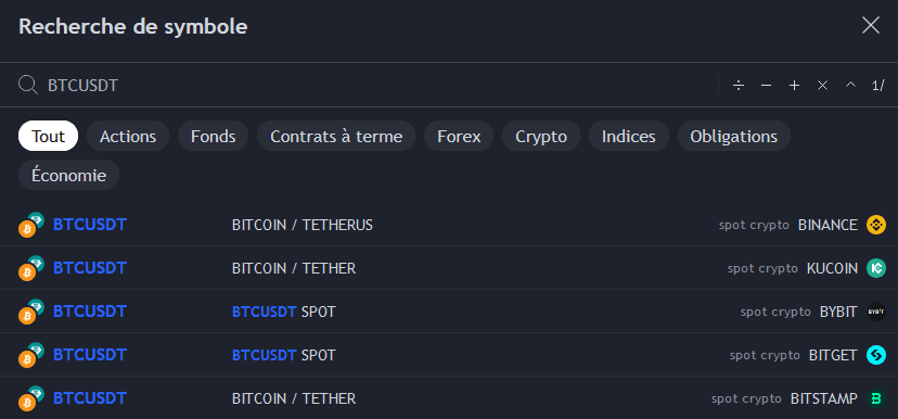 tradingview selection btcusdt marche