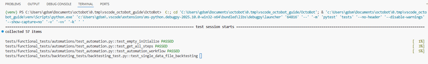 vscode executed tests